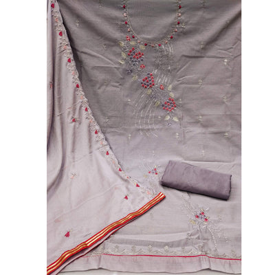 Light Purple Floral Embroidered Modal Dress Material