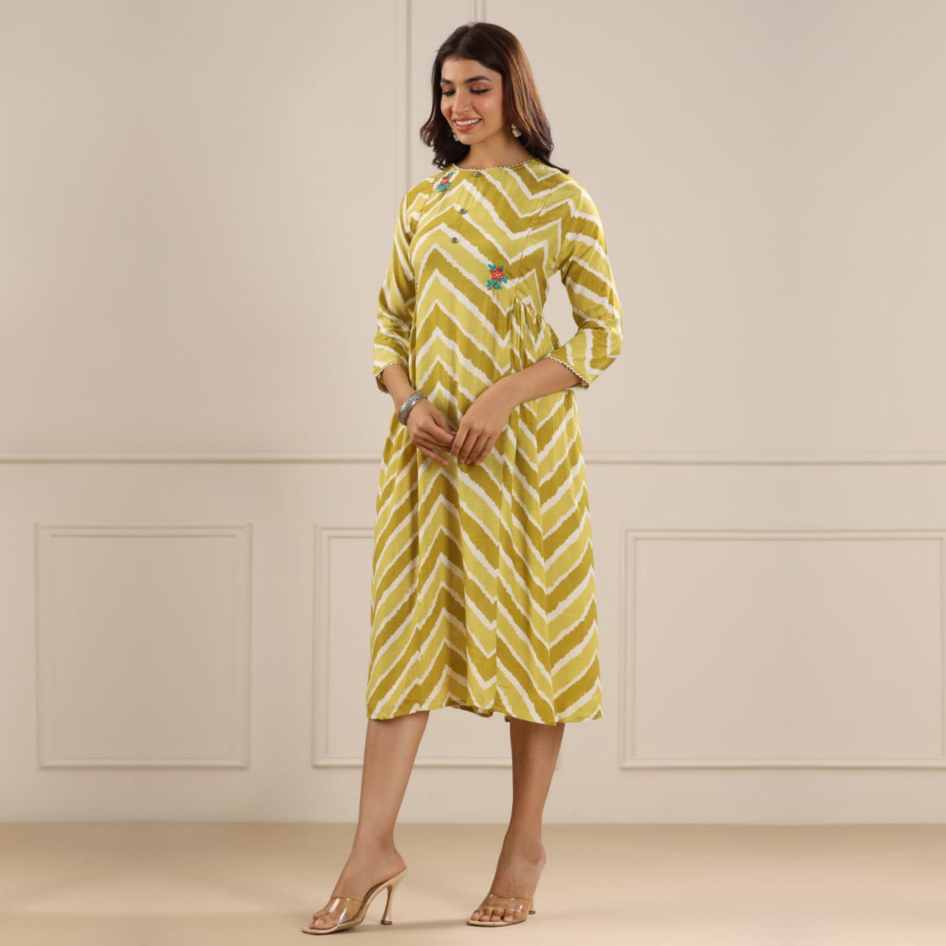 green-floral-printed-muslin-dress