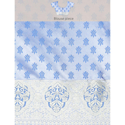 Blue Woven Kanjivaram Silk Saree WithTassels