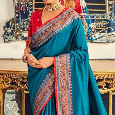 Blue Woven Banarasi Silk Saree