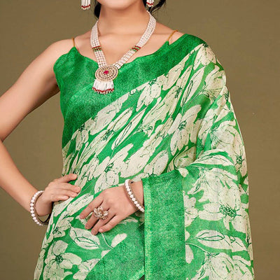green-floral-printed-jute-saree-with-tassels-1