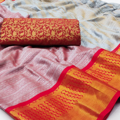 Grey Woven Cotton Silk Saree