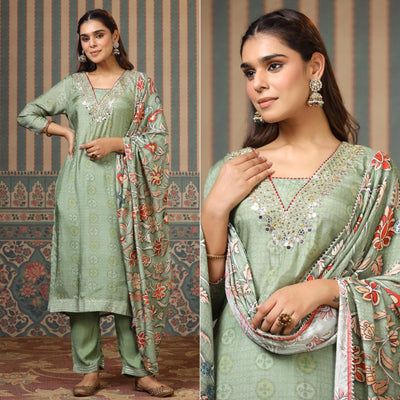 green-printed-with-gota-work-muslin-salwar-suit