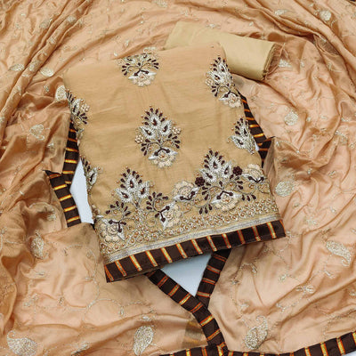 Chikoo Floral Embroidered Modal Dress Material