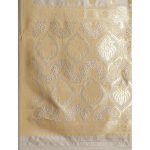 Grey-Maroon Woven Banarasi Silk Half & Half Saree