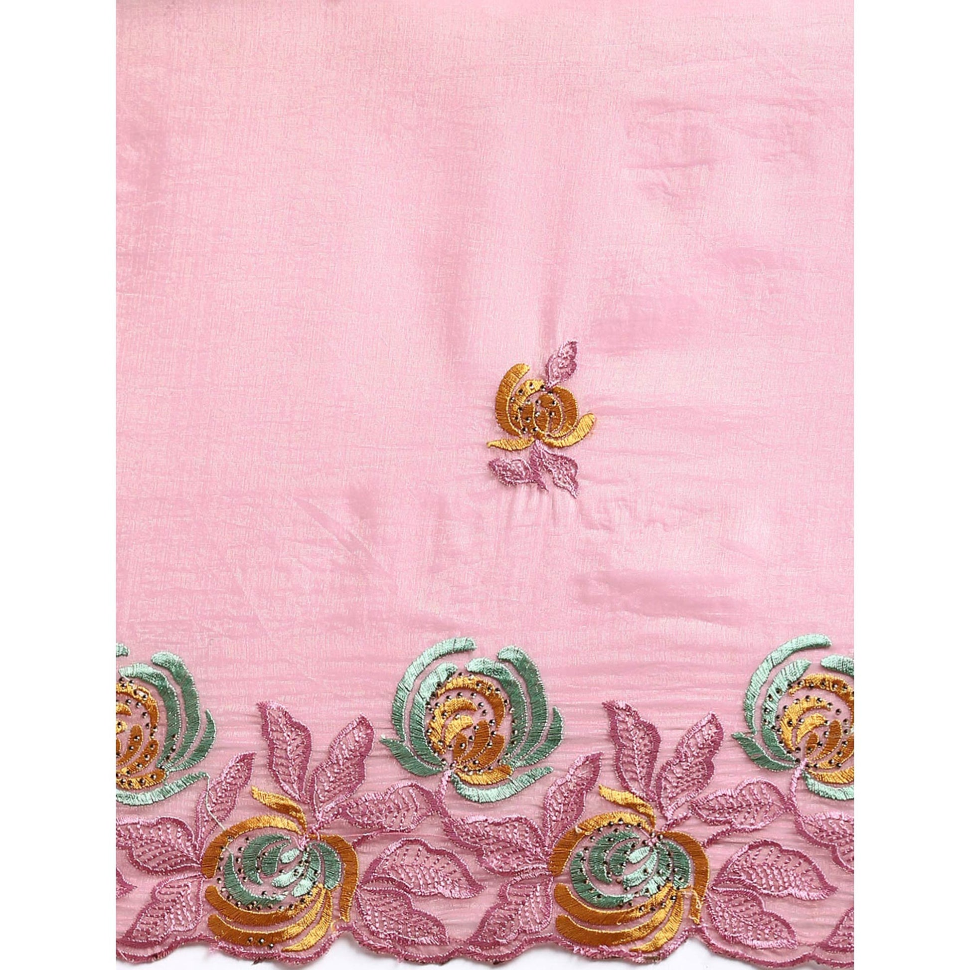 Ligth Purple Floral Embroidered Organza Saree