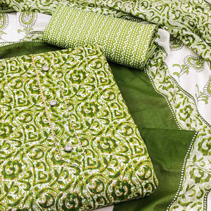 green-floral-printed-cotton-dress-material