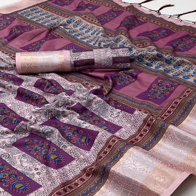 Multicolor Floral Digital Printed Pure Cotton Saree