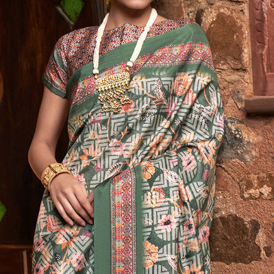 a-green-digital-printed-satin-saree