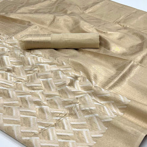 Chikoo Woven Linen Saree