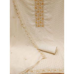 Light Chikoo Sequins Embroidered Georgette Dress Material