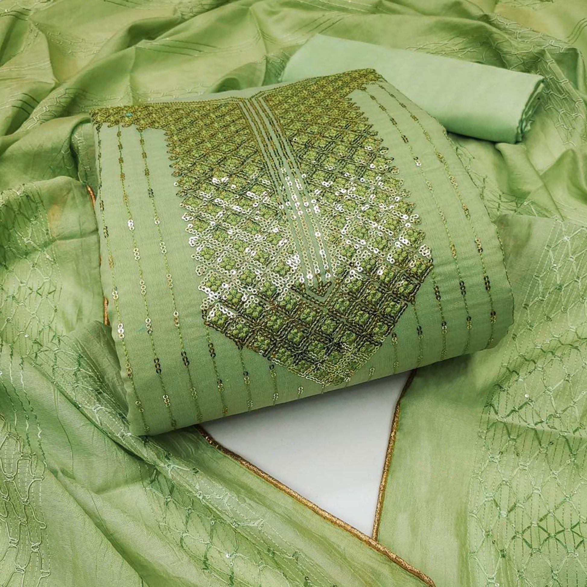 green-sequins-embroidered-chanderi-dress-material