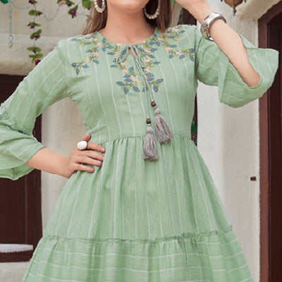 green-floral-embroidered-rayon-dress