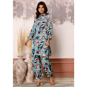 Multicolor Floral Printed Muslin Co Ord Set