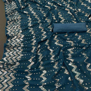 Morpich Sequins Embroidered Georgette Saree