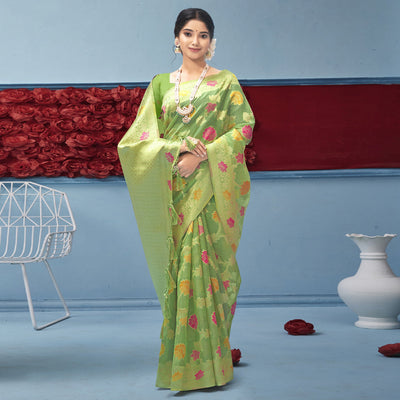 green-woven-organza-saree-with-tassels-1