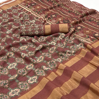Mauve Digital Floral Printed Viscose Saree