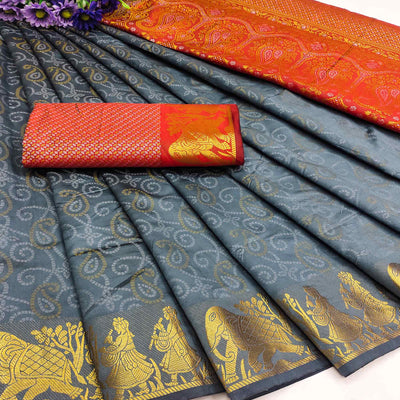 grey-bandhani-woven-banarasi-silk-saree