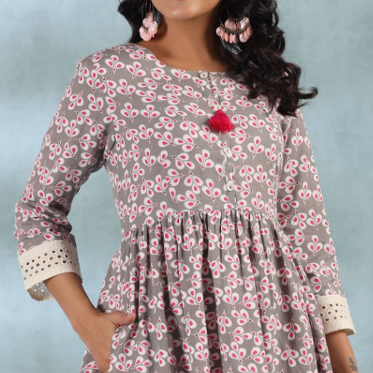 grey-and-pink-floral-printed-rayon-dress