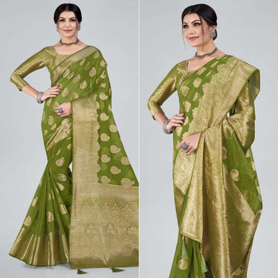 green-woven-organza-saree-with-tassels-2