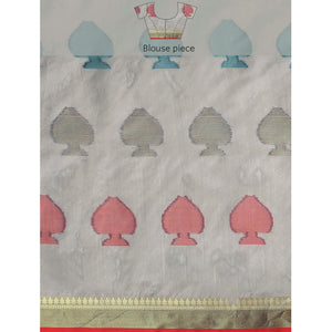 Grey Woven Organza Saree