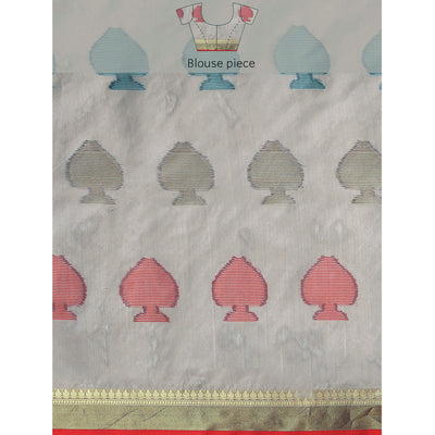 Grey Woven Organza Saree