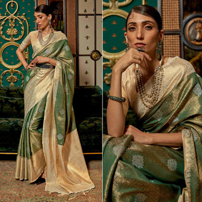 green-woven-art-silk-saree-with-tassels-3