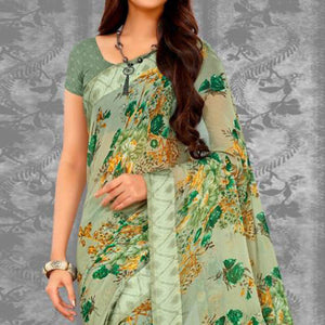 green-floral-printed-chiffon-saree-2