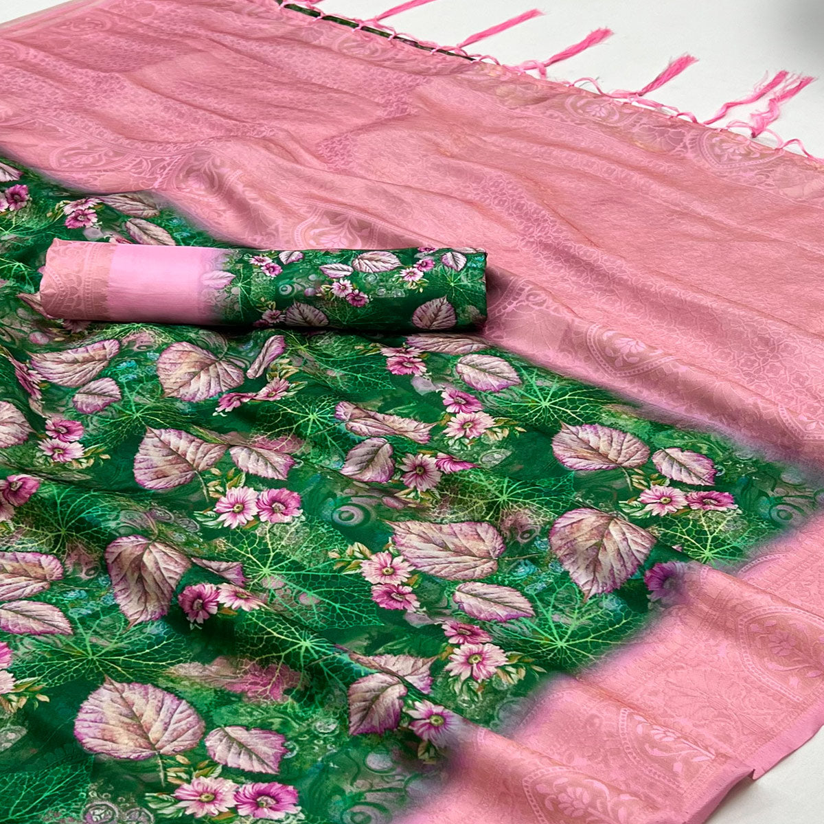 green-pink-floral-digital-printed-jacquard-saree