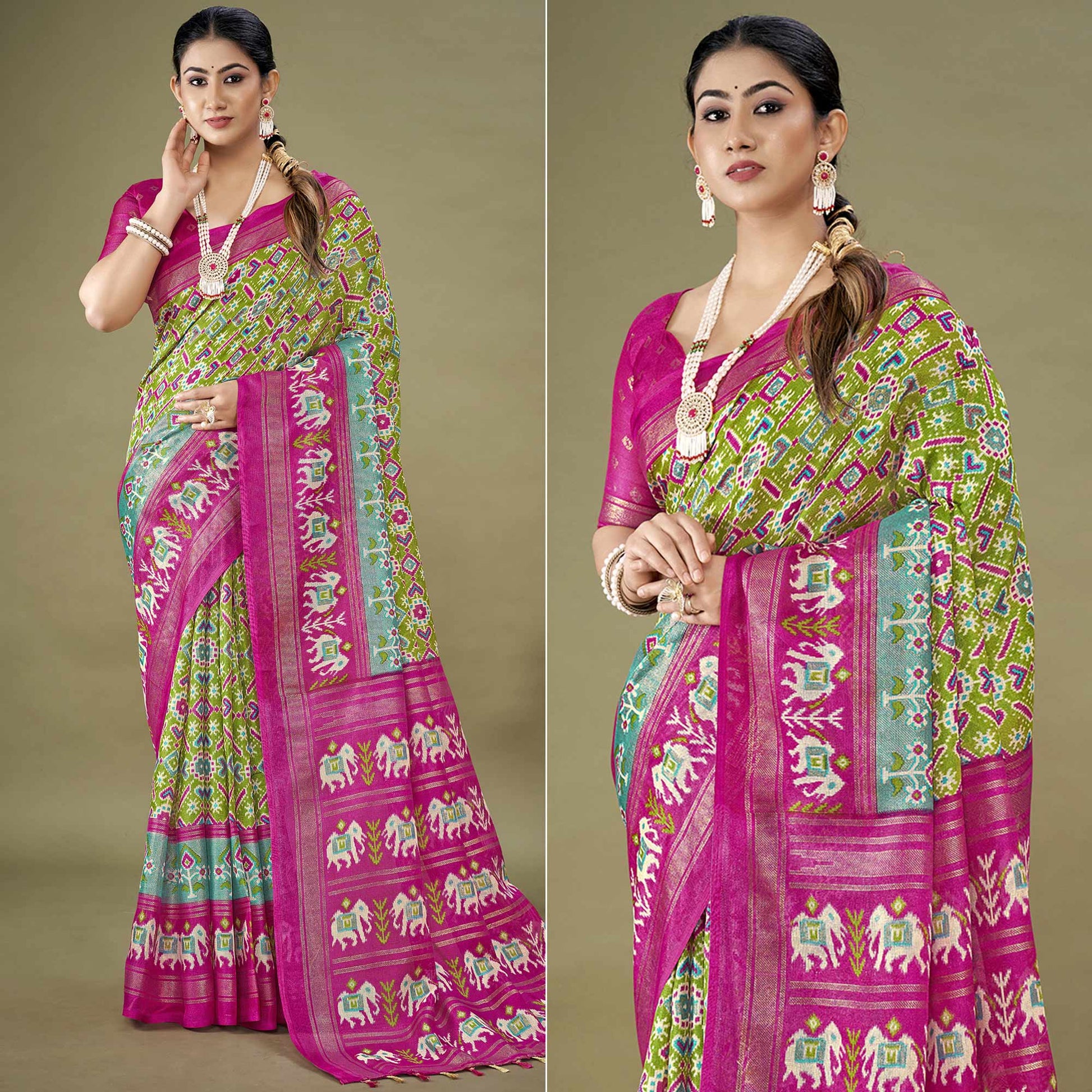 green-printed-jute-patola-saree
