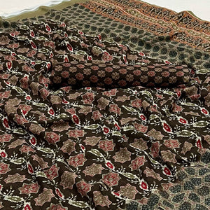 Brown Floral Digital Printed Georgette Saree