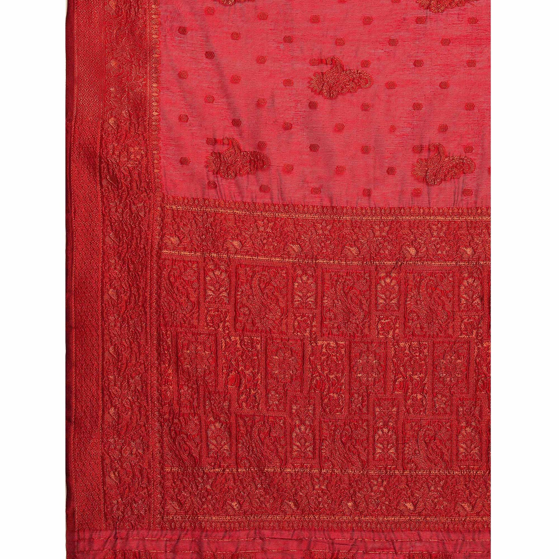 Maroon Woven Organza Saree