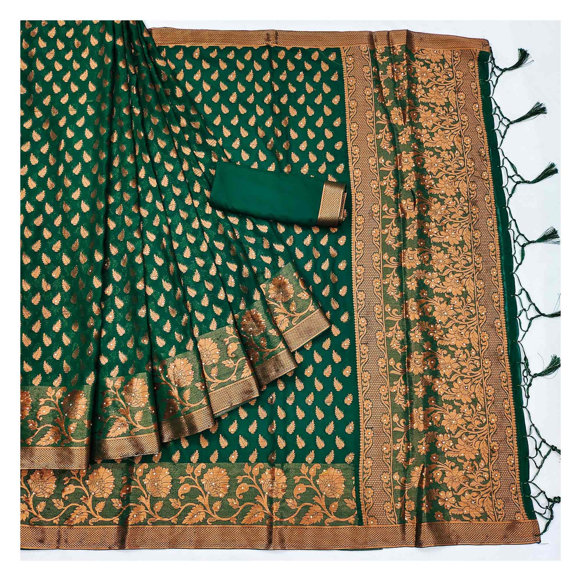 green-floral-woven-chiffon-saree