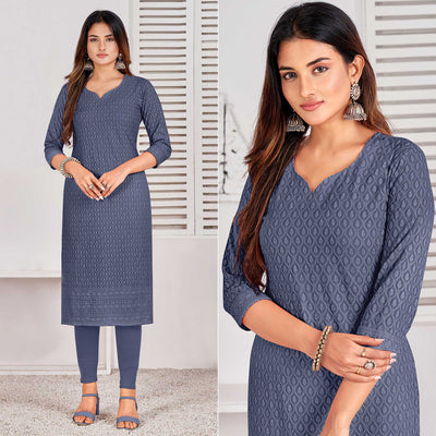 grey-lucknowi-chikankari-rayon-kurti