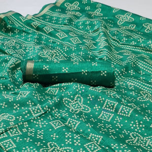 green-bandhani-printed-art-silk-saree-1