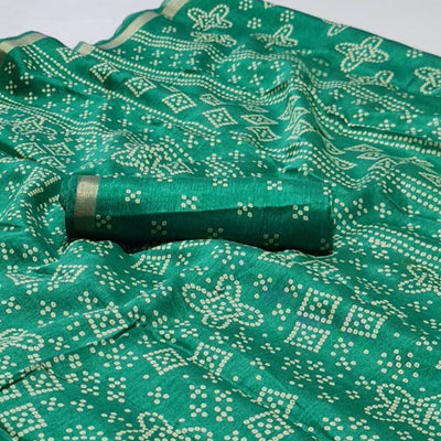 green-bandhani-printed-art-silk-saree-1