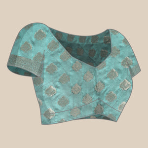 Blue Woven Organza Silk Saree With Tassels