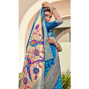 Blue Woven Art Silk Paithani Saree
