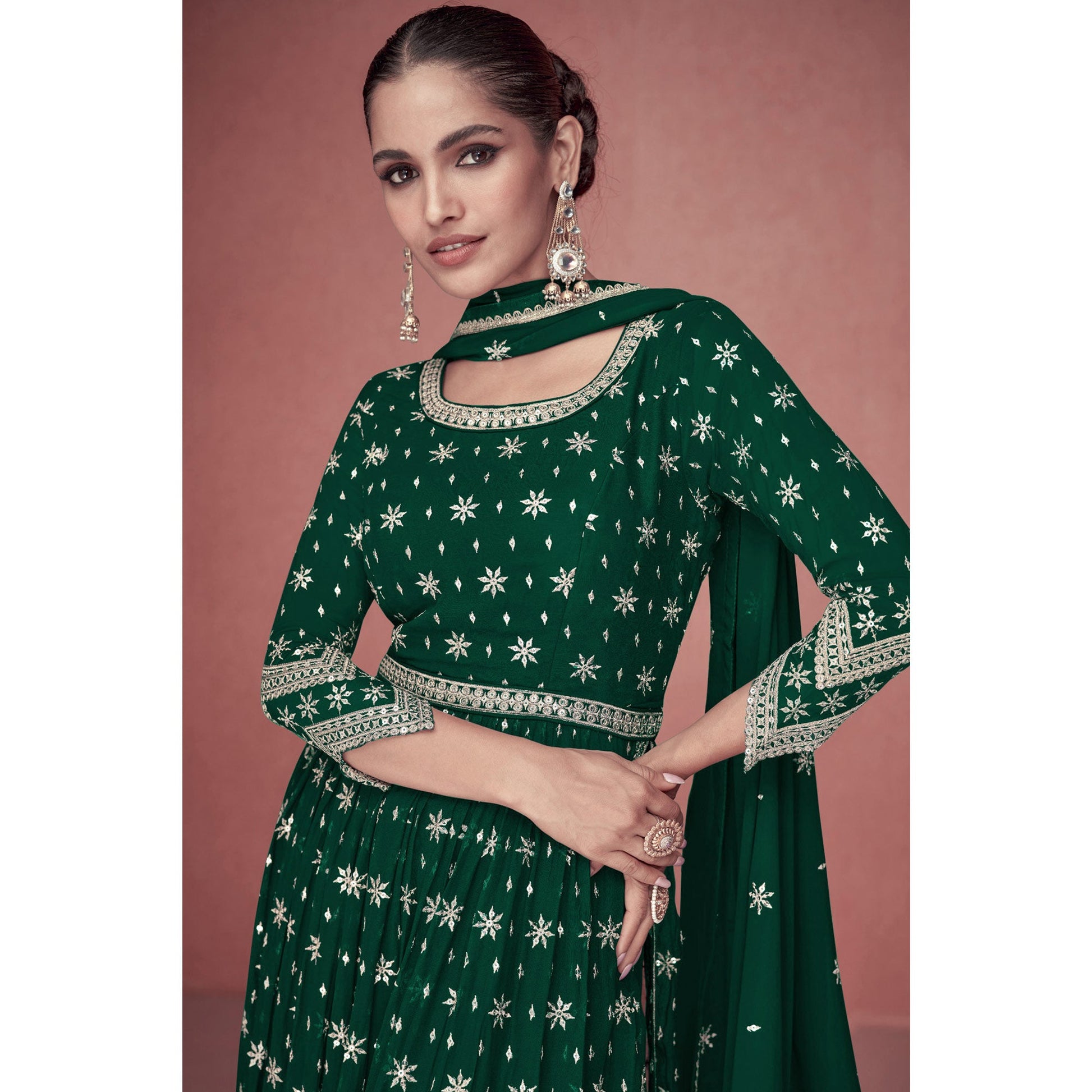 green-sequins-embroidered-georgette-semi-stitched-naira-cut-suit