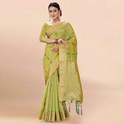 green-woven-organza-saree-with-tassels-9