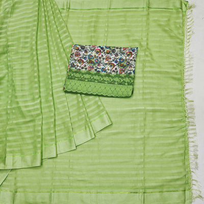 green-checks-pattern-satin-saree