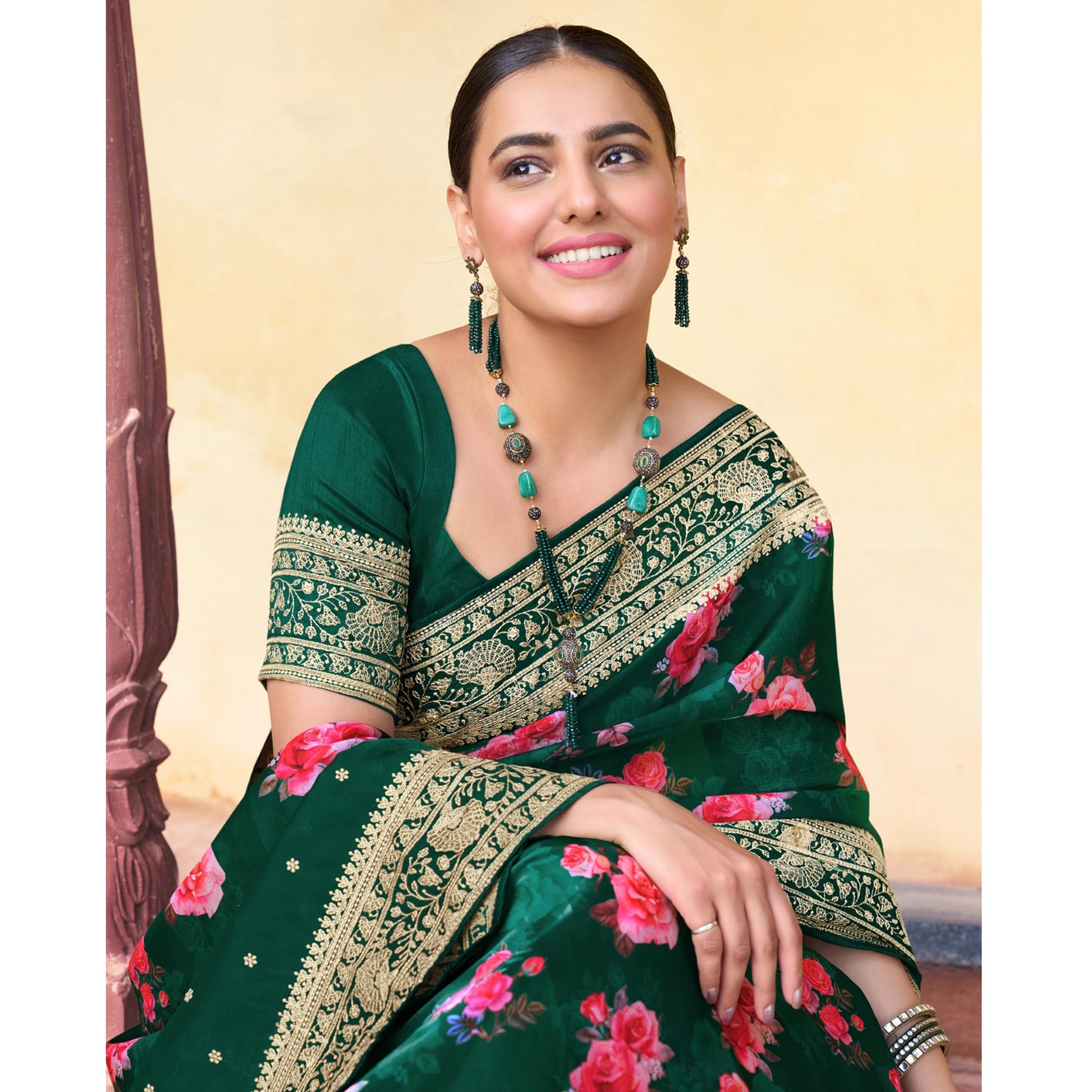 green-floral-printed-with-embroidered-oraganza-saree