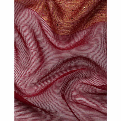 Maroon Embroidered With Swarovski Work Viscose Saree