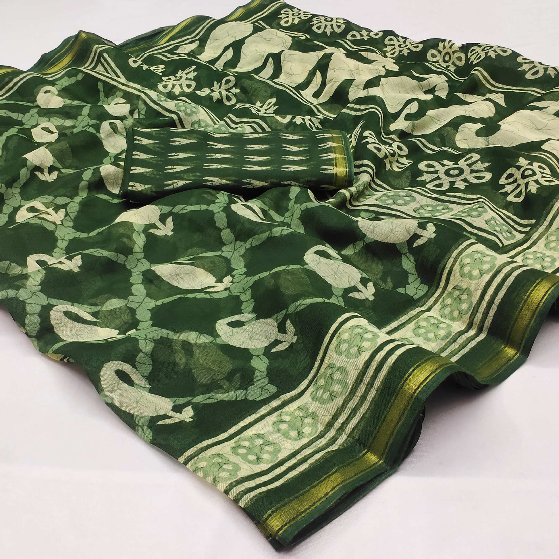 green-printed-poly-cotton-saree-1