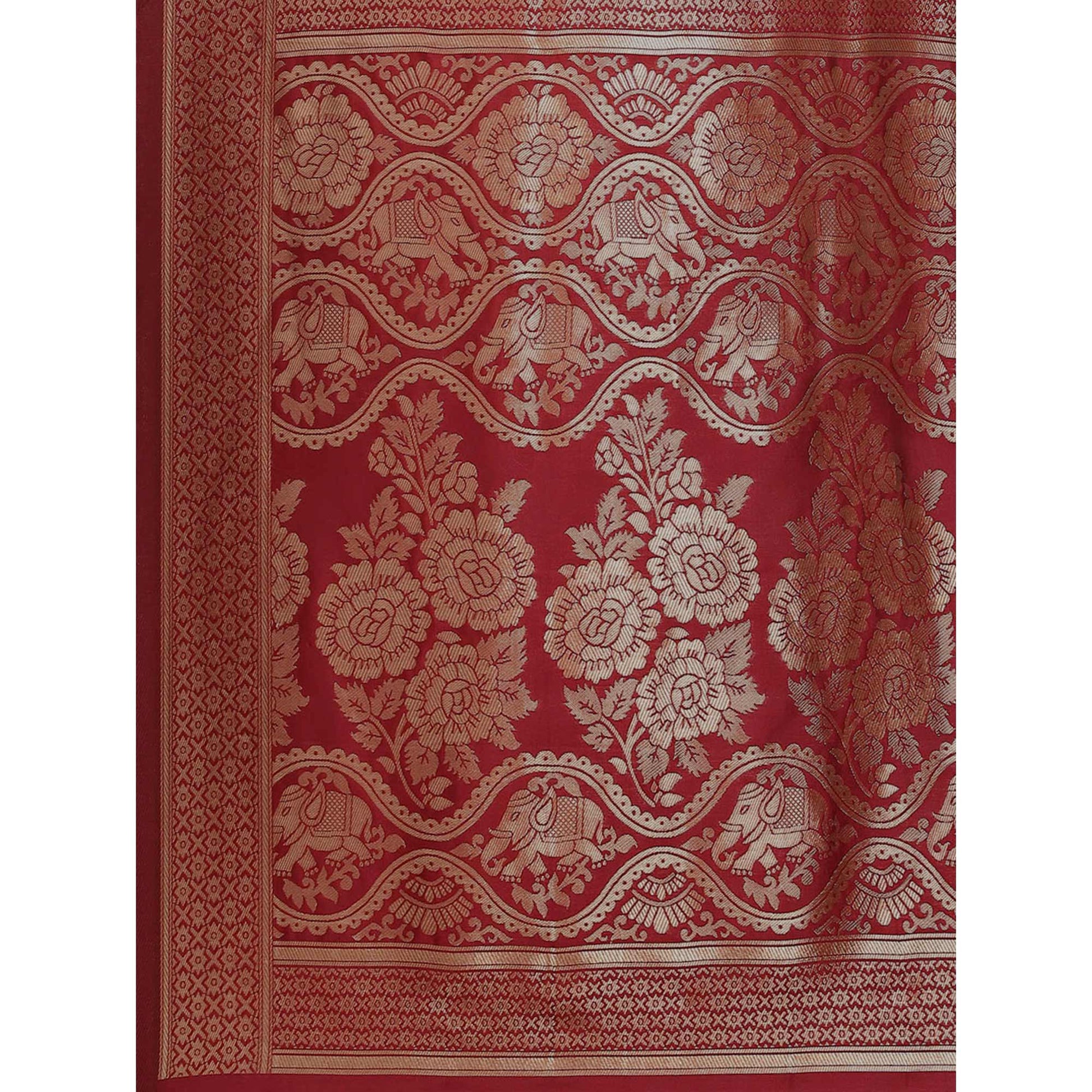 Maroon Woven Banarasi Silk Saree