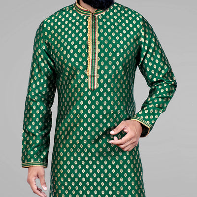 green-woven-jacquard-kurta-pyjama-set-1