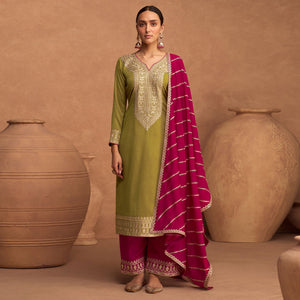green-floral-sequins-embroidered-art-silk-semi-stitched-suit