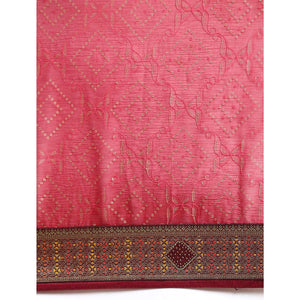 Maroon Foil Printed With Fancy Border Chiffon Saree
