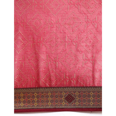 Maroon Foil Printed With Fancy Border Chiffon Saree