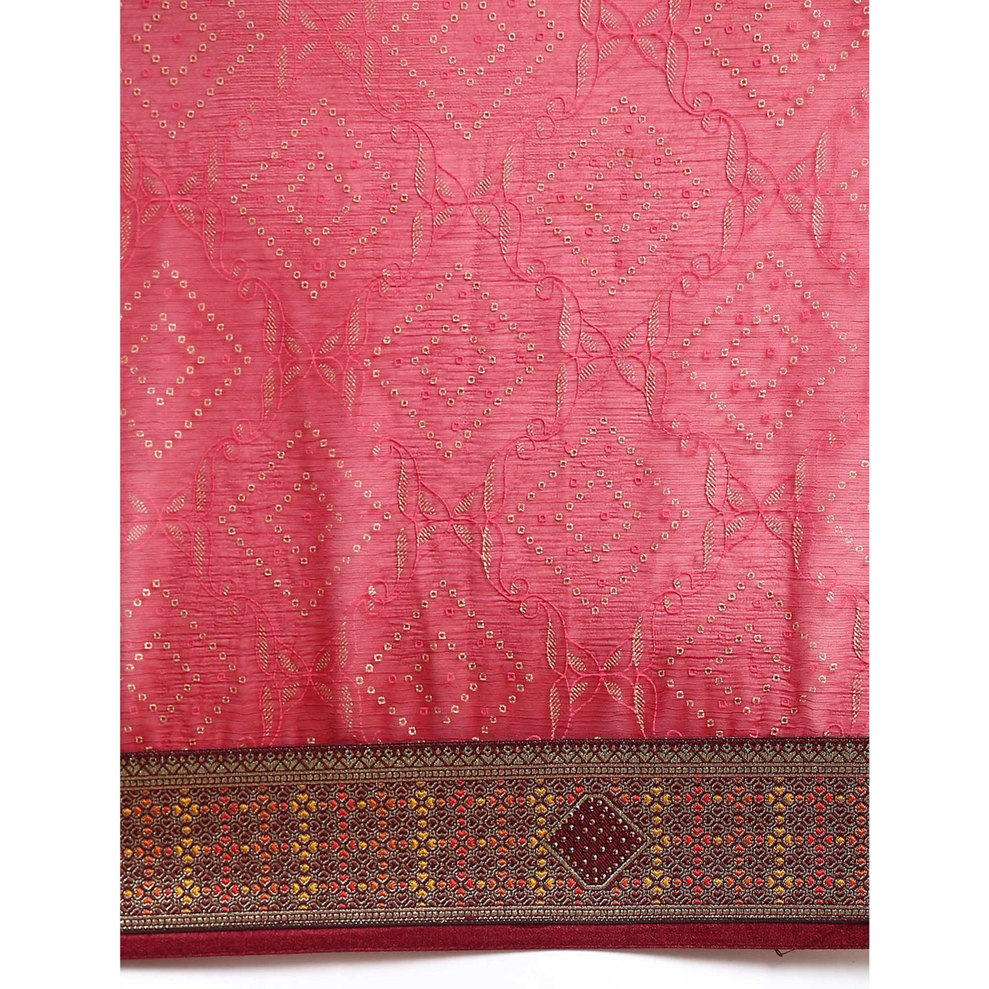 Maroon Foil Printed With Fancy Border Chiffon Saree